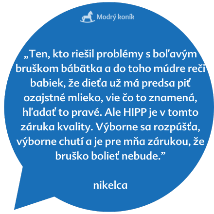 Modrá bublina obsahuje citát v cudzom jazyku, ktorý je pripísaný "nikelca".
