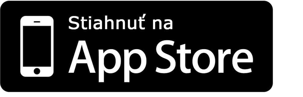 Čiernobiela grafika so štylizovanou ikonou smartfónu a textom "Stiahnut na App Store" bielym písmom.