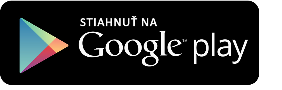 Čierny obdĺžnikový odznak s bielym textom a farebnou trojuholníkovou ikonou hry.