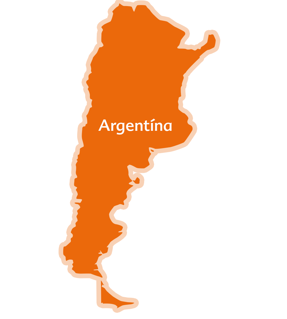 Jednoduchá mapa Argentíny s názvom krajiny v strede.