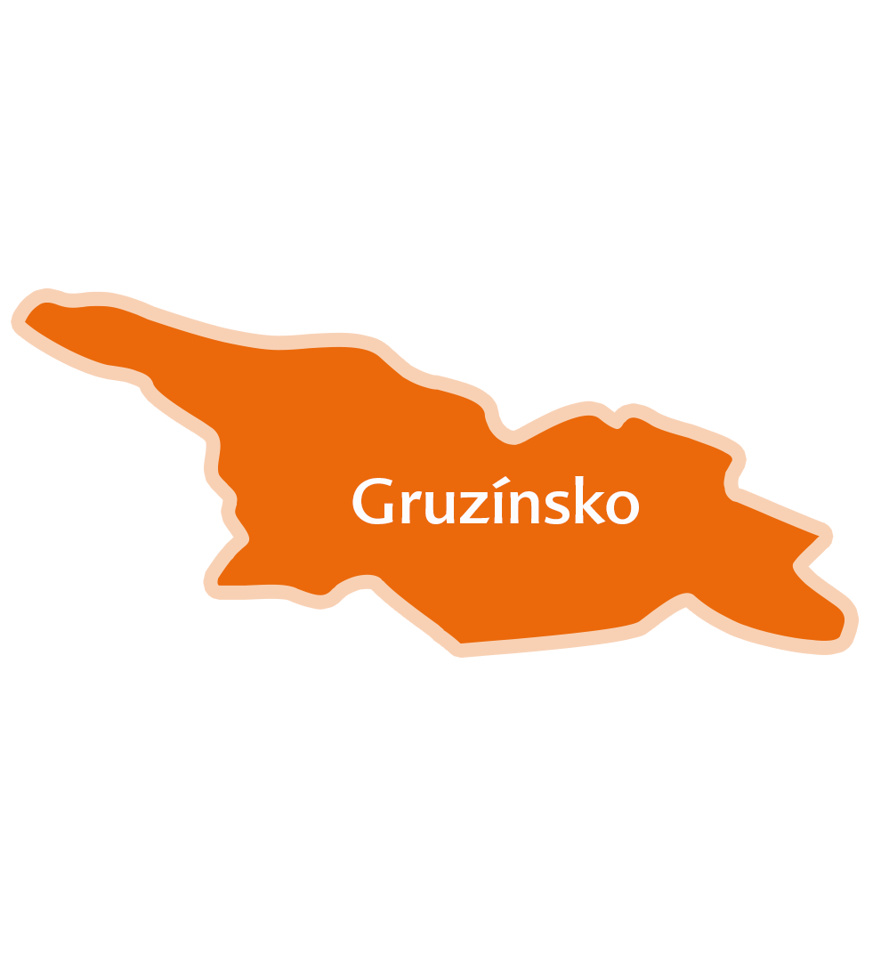Mapa Gruzinského regiónu v Rusku s bielym nápisom názvu regiónu.