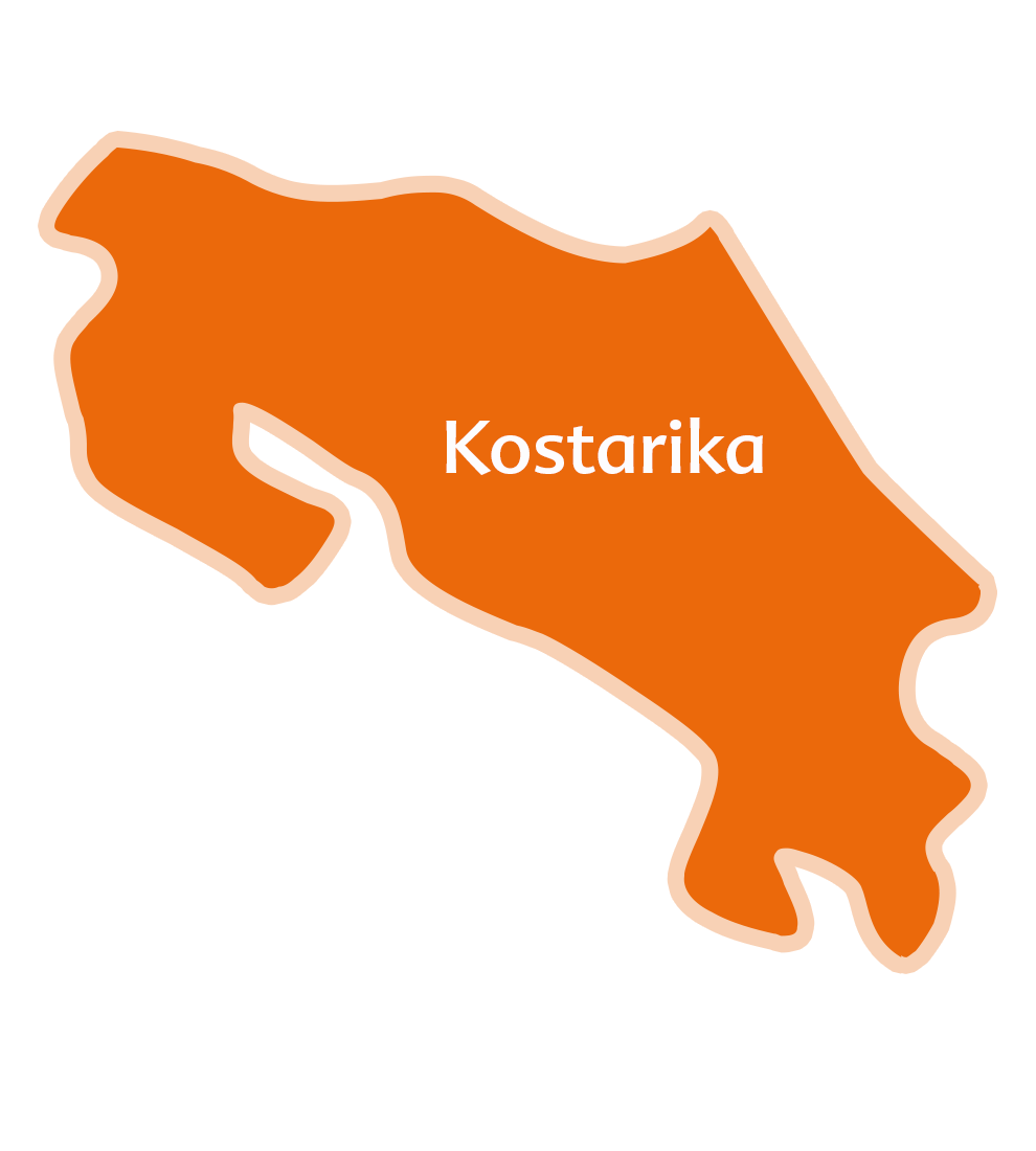 Jednoduchá mapa regiónu s nápisom "Kostarika".