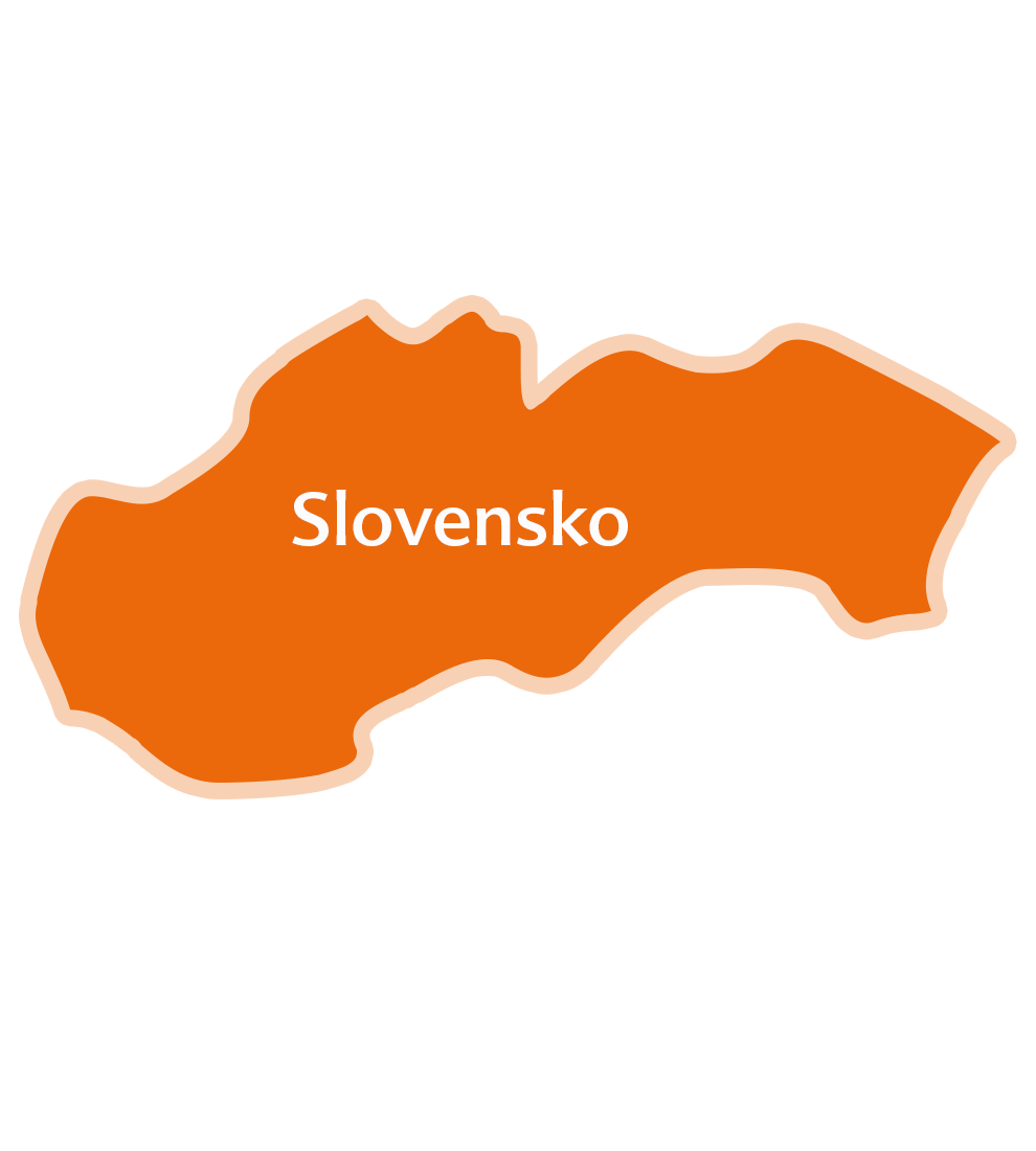 Mapa krajiny s nápisom "Slovensko".