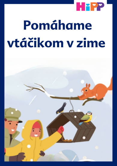 Dvaja ľudia v zimnom oblečení kŕmia vtáky zo závesného kŕmidla v zasneženej krajine.